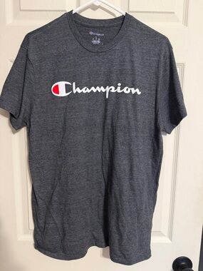 Champion Dark Heather Gray Logo Short Sleeve Tee